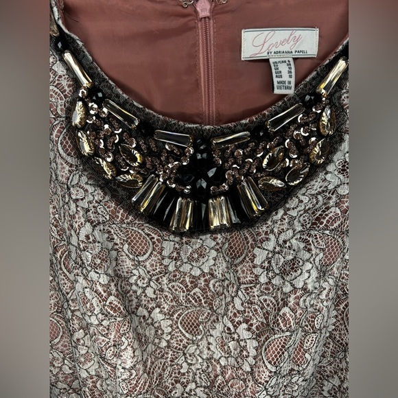 Women’s Adrianna Papell Lovely Floral Pink White Jeweled Nylon Polyester Size 6 - Picture 3 of 6